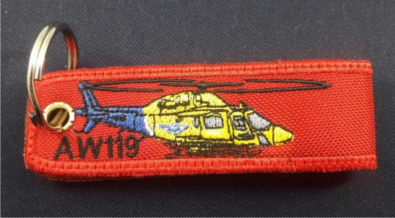 LLAVERO CREW AW119 KOALA  DOBLE CARA ,BORDADO 120X30MM