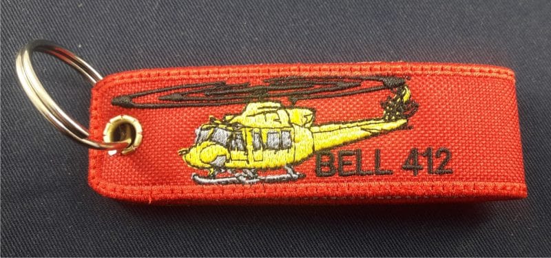 LLAVERO CREW BELL 412 DOBLE CARA ,BORDADO 120X30MM