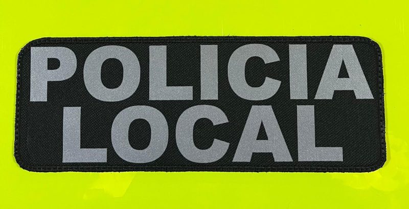 PARCHE PETO POLICIA LOCAL NEGRO REFLEX  230X80MM VELCRO
