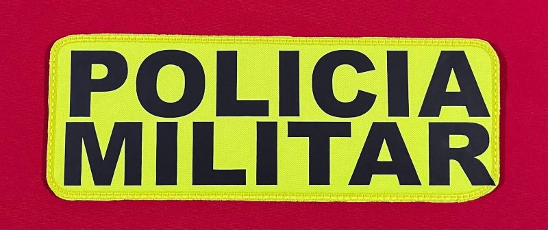 PARCHE PETO POLICIA MILITAR AMARILLO FLUOR 230X80MM VELCRO