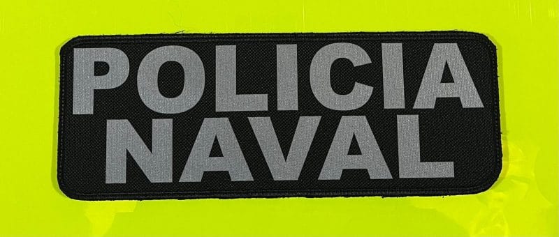 PARCHE  PETO POLICIA NAVAL  NEGRO REFLEX 230X80MM VELCRO