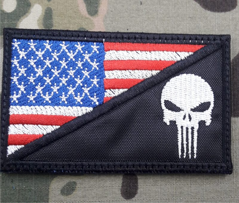 PATCH  FLAG USA  THE PUNISHER COLOR VELCRO 90X50mm