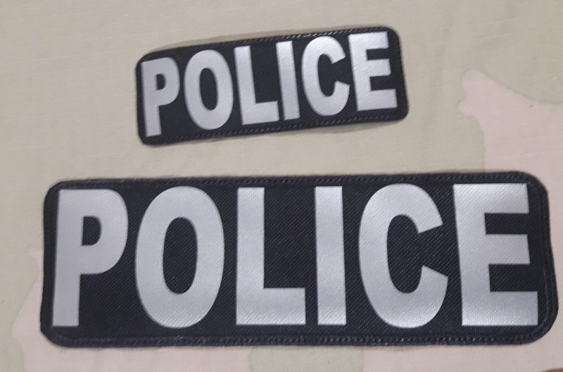 PATCH POLICE GRAY REFLEX WHITER  2 UND  125X45MM VELCRO  220 X75 MM VELCRO