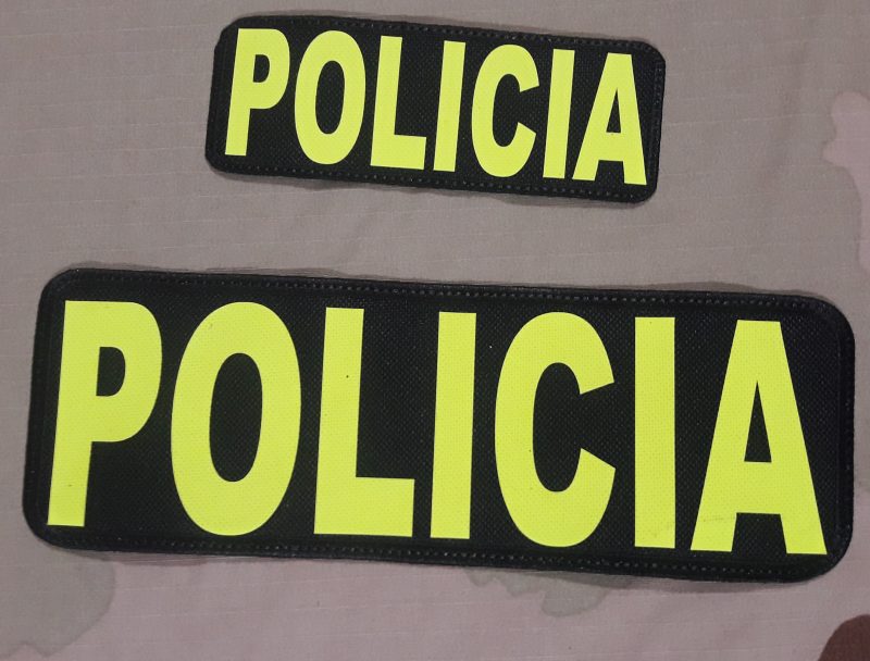 PATCH POLICIA YELLOW FLUOR   2 UND  125X45MM VELCRO  220 X75 MM VELCRO