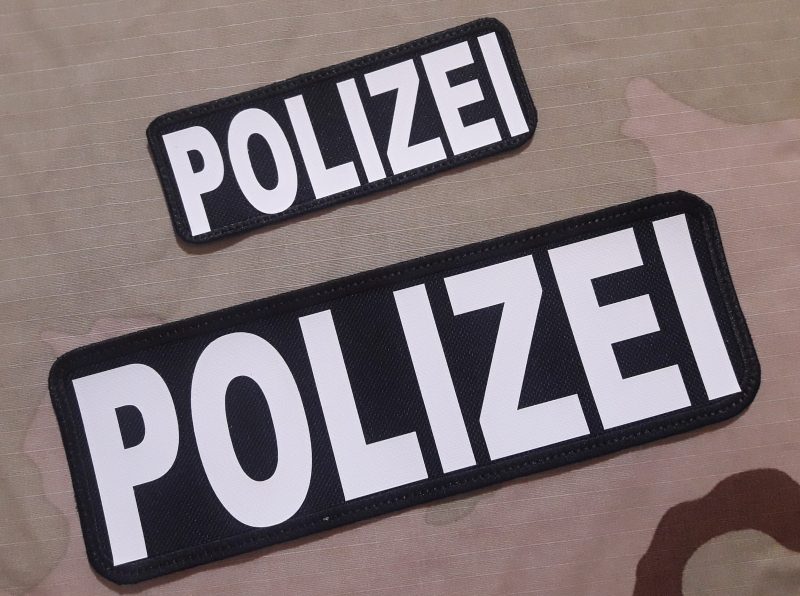 PATCH POLIZEI WHITER  2 UND  125X45MM VELCRO  220 X75 MM VELCRO