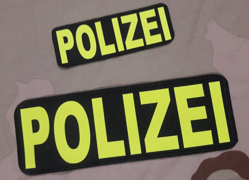 PATCH POLIZEI YELLOW FLUOR   2 UND  125X45MM VELCRO  220 X75 MM VELCRO